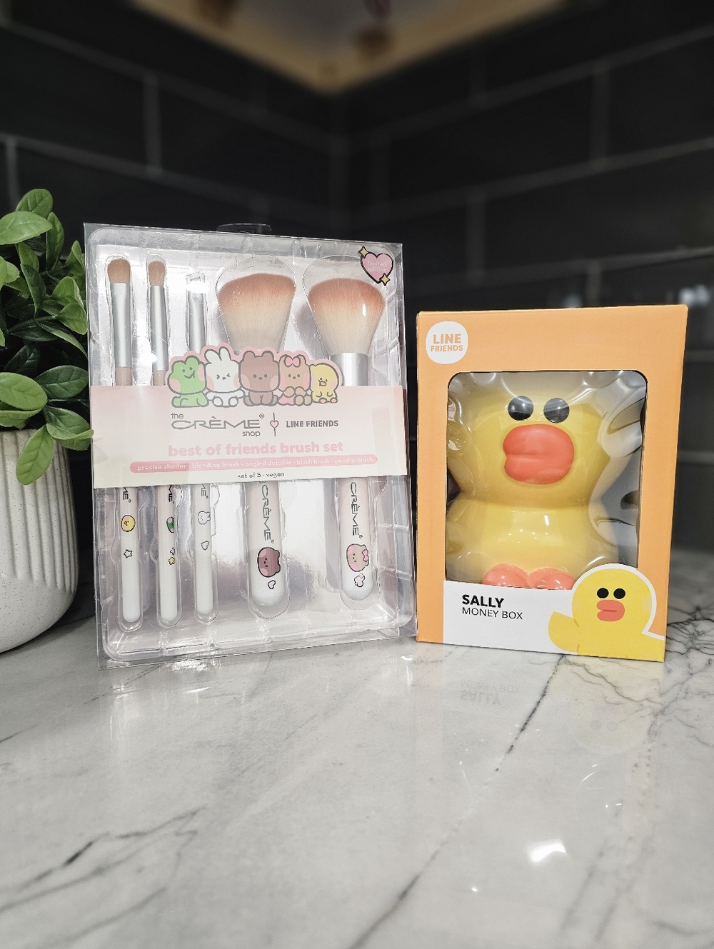 Line Friends Fun Combo - Sally Money Box And Makeup Brushes